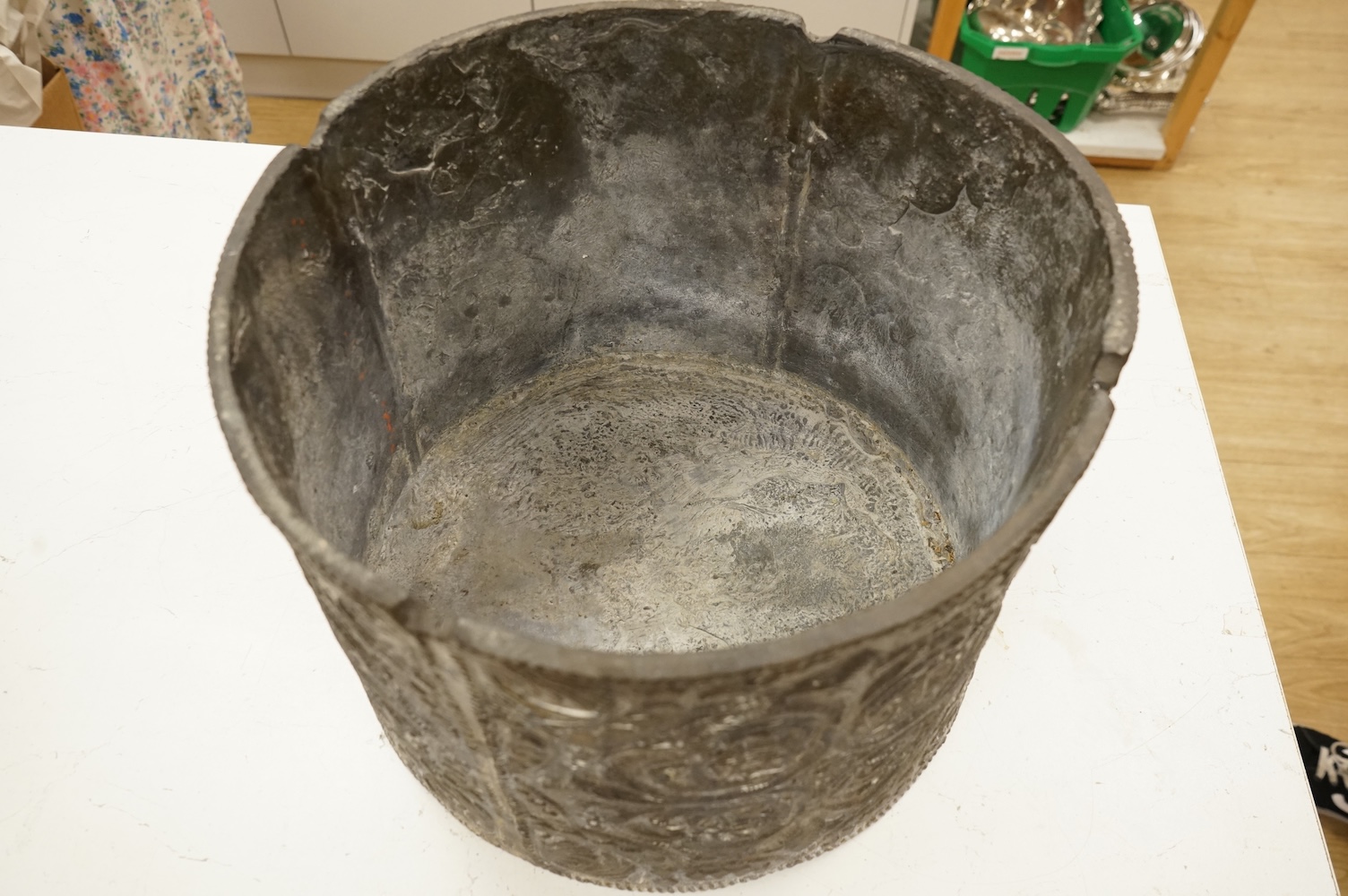 An early 20th century lead planter, 26cm